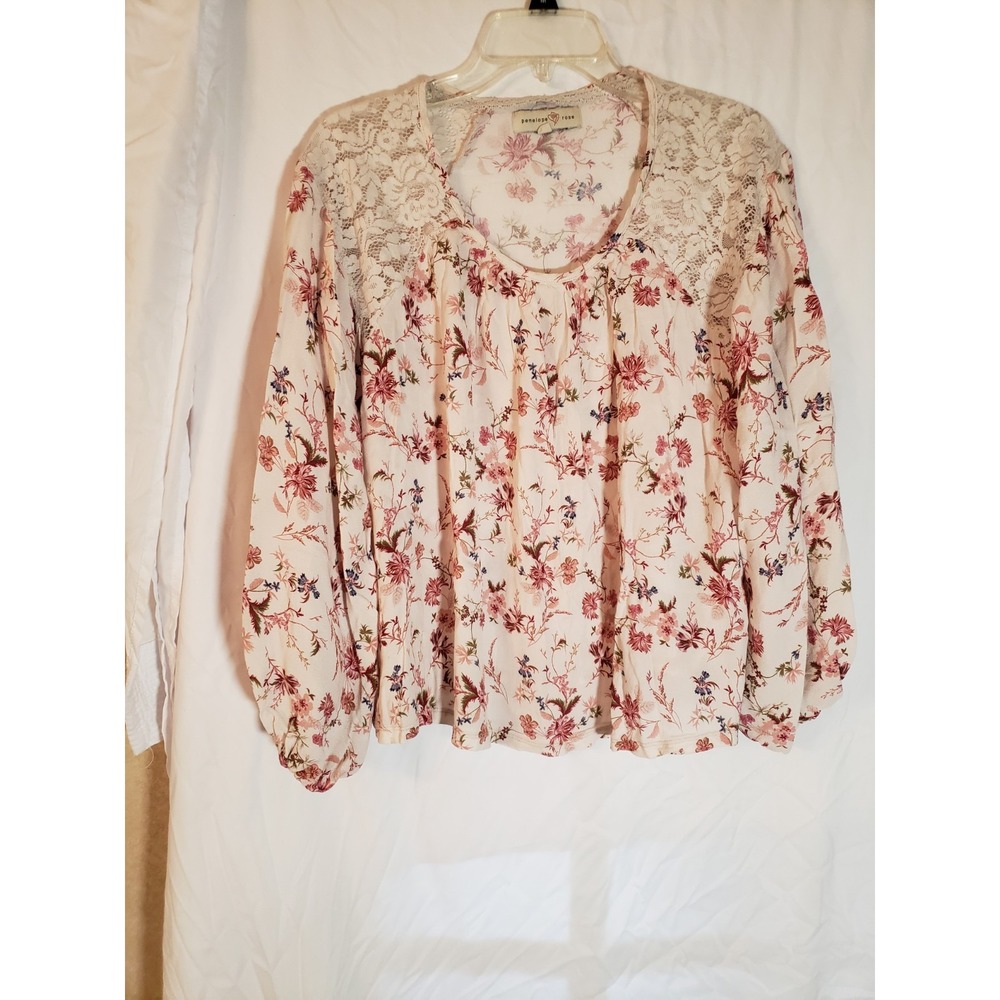 Women's Penelope Rose Boho Lace Long Sleeve Blouse Size XL
